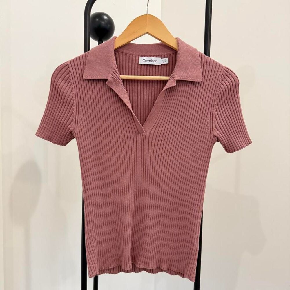 Calvin-klein Women's Pink and Brown Polo-shirts